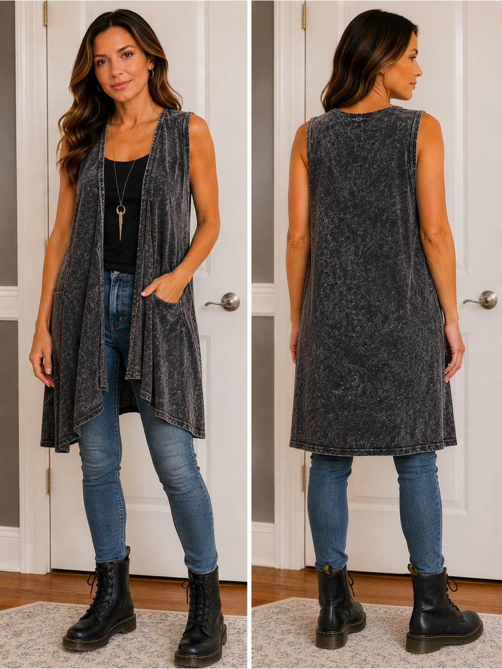Vintage Liz & Jane Mineral Wash Open Front Duster Cardigan Boho Lagenlook